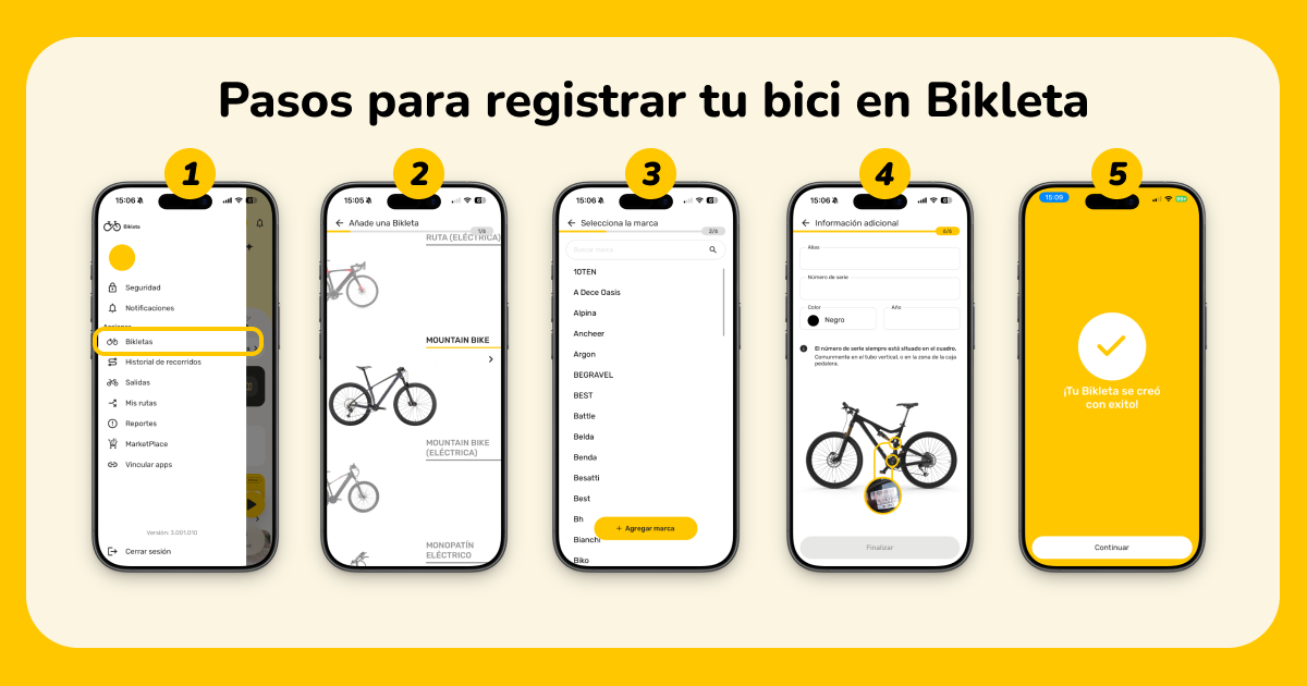 registro de bici en app